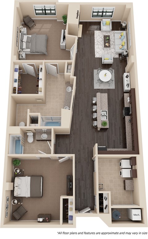Two bedroom floorplan layout